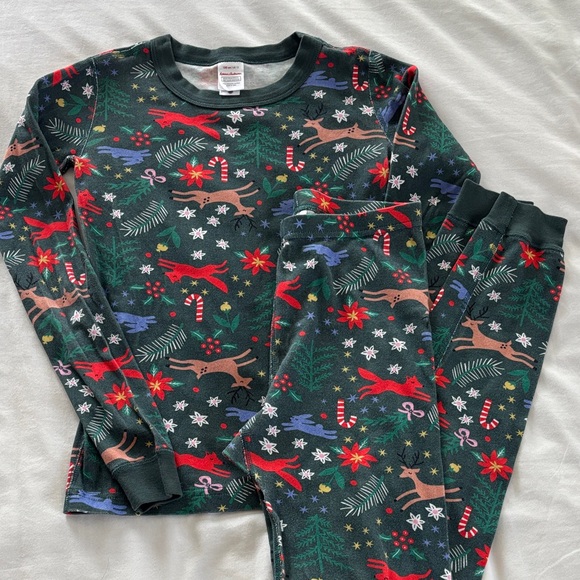 Hanna Andersson Christmas Pajama Set Size 12 Kids Unisex Red and Green - Picture 1 of 14